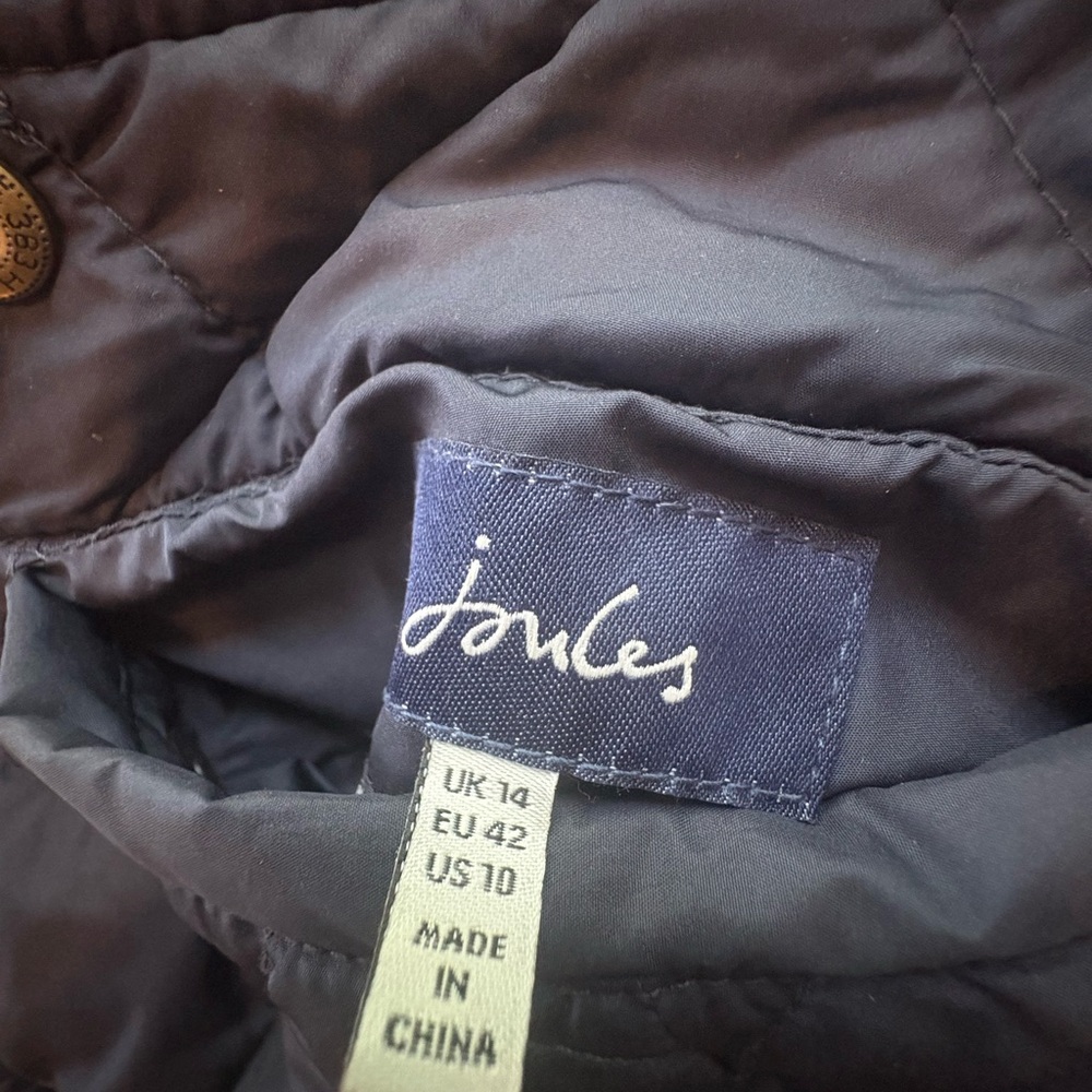 Joules Navy Blue Polka Dot Quilted Reversible Puffer Vest US 10 EUC - Picture 9 of 11